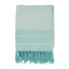 50"x60" Fringed Corded Striped Throw Blanket Aqua Blue - Saro Lifestyle: Cotton Weave, Machine Washable, Cozy For All Ages