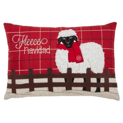 Saro Lifestyle Plaid Christmas Sheep Decorative Pillow Cover 2 Saro Lifestyle Plaid Christmas Sheep Decorative Pillow Cover - Image 2
