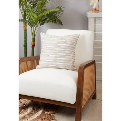 18"x18" Textured Tapestry Stitched Striped Square Throw Pillow Cover - Saro Lifestyle 1 18"x18" Textured Tapestry Stitched Striped Square Throw Pillow Cover - Saro Lifestyle