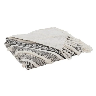 50"x60" Embellished Diamond Cotton Throw Blanket Black - Saro Lifestyle 1 50"x60" Embellished Diamond Cotton Throw Blanket Black - Saro Lifestyle