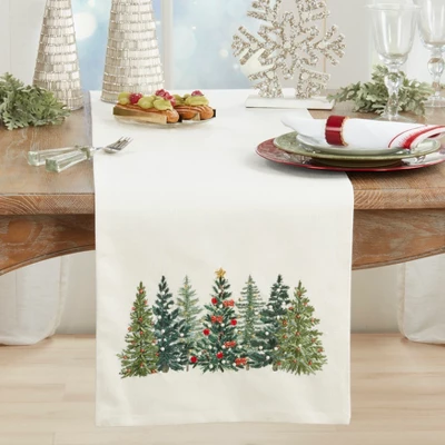 Saro Lifestyle Christmas Trees Table Runner, 16"x72", Multi 2 Saro Lifestyle Christmas Trees Table Runner, 16"x72", Multi - Image 2