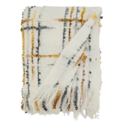 Saro Lifestyle Cozy Crosshatch Knit Fringed Throw, Multicolored, 50"x60"
