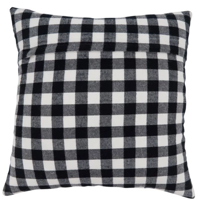 Saro Lifestyle Buffalo Plaid Holly Decorative Pillow Cover, Black/White, 18" 1 Saro Lifestyle Buffalo Plaid Holly Decorative Pillow Cover, Black/White, 18"