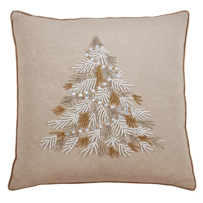 Saro Lifestyle Beaded Christmas Tree Decorative Pillow Cover 3 Saro Lifestyle Beaded Christmas Tree Decorative Pillow Cover - Image 3
