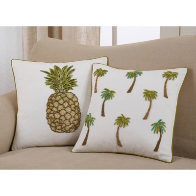 18"x18" Poly Filled Beaded Pineapple Square Throw Pillow White - Saro Lifestyle 2 18"x18" Poly Filled Beaded Pineapple Square Throw Pillow White - Saro Lifestyle - Image 2