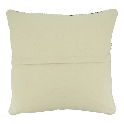 Saro Lifestyle Throw Pillow Cover With Stripe Chindi Design, 20", Black 1 Saro Lifestyle Throw Pillow Cover With Stripe Chindi Design, 20", Black