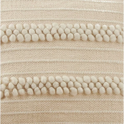 18"x18" Striped Design With Pom-Poms Square Throw Pillow Cover Ivory - Saro Lifestyle 2 18"x18" Striped Design With Pom-Poms Square Throw Pillow Cover Ivory - Saro Lifestyle - Image 2