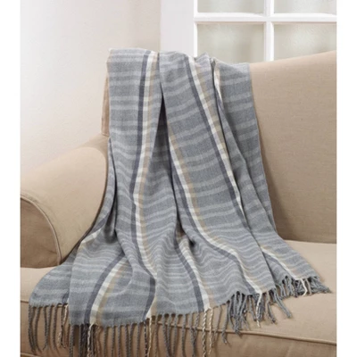 Plaid Tassle Throw Blanket Gray - Saro Lifestyle 3 Plaid Tassle Throw Blanket Gray - Saro Lifestyle - Image 3