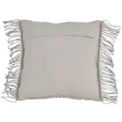 18"x18" Macramé Down Filled Square Throw Pillow Gray- Saro Lifestyle