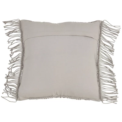 18"x18" Macramé Down Filled Square Throw Pillow Gray- Saro Lifestyle 1 18"x18" Macramé Down Filled Square Throw Pillow Gray- Saro Lifestyle