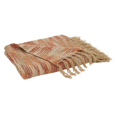 50"x60" Chindi Design Throw Blanket Rust - Saro Lifestyle 2 50"x60" Chindi Design Throw Blanket Rust - Saro Lifestyle - Image 2