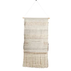 Saro Lifestyle Saro Lifestyle Textured Design Woven Wall Hanging, Grey,