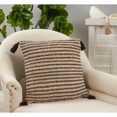 Saro Lifestyle Saro Lifestyle Throw Pillow Cover With Striped Tassel Design 3 Saro Lifestyle Saro Lifestyle Throw Pillow Cover With Striped Tassel Design - Image 3