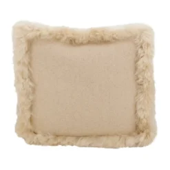 Saro Lifestyle Luxurious Linen Pouf With Soft Lamb Fur Trim 7 Saro Lifestyle Luxurious Linen Pouf With Soft Lamb Fur Trim -Winter Glow Store GUEST f7987722 8997 46b3 8031 92438c05043a