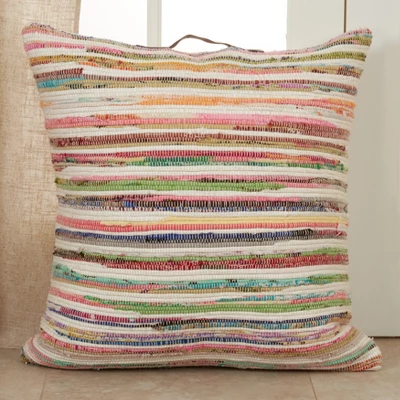 Saro Lifestyle Saro Lifestyle Multicolor Chindi Throw Pillow Cover 2 Saro Lifestyle Saro Lifestyle Multicolor Chindi Throw Pillow Cover - Image 2