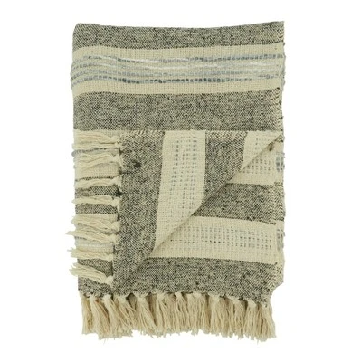 Saro Lifestyle Striped Throw Blanket With Fringed Edges, Gray 1 Saro Lifestyle Striped Throw Blanket With Fringed Edges, Gray