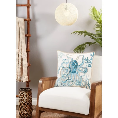 20"x20" Oversize Octopus With Poly Filling Square Throw Pillow Aqua Blue - Saro Lifestyle 3 20"x20" Oversize Octopus With Poly Filling Square Throw Pillow Aqua Blue - Saro Lifestyle - Image 3
