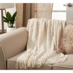 50"x60" Solid With Knitted Design Throw Blanket - Saro Lifestyle -Winter Glow Store GUEST f9bdaa03 7cca 41f5 85c7 d72c1ec1d42f