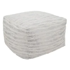 Saro Lifestyle Floor Pouf With Foil Print Faux Fur Design -Winter Glow Store GUEST f9bf3478 10d6 46ff 9ae7 a87e0033d30c