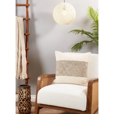 20"x20" Oversize Banded Design Square Throw Pillow Cover Natural - Saro Lifestyle 2 20"x20" Oversize Banded Design Square Throw Pillow Cover Natural - Saro Lifestyle - Image 2