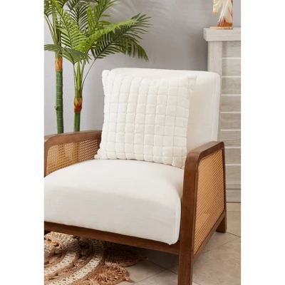 18"x18" Structured Snuggles Grid Faux Rabbit Fur Square Throw Pillow Ivory - Saro Lifestyle 2 18"x18" Structured Snuggles Grid Faux Rabbit Fur Square Throw Pillow Ivory - Saro Lifestyle - Image 2