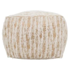 Saro Lifestyle Floor Pouf With Foil Print Faux Fur Design -Winter Glow Store GUEST ffced892 aaeb 469c ae1b 03923eeea902